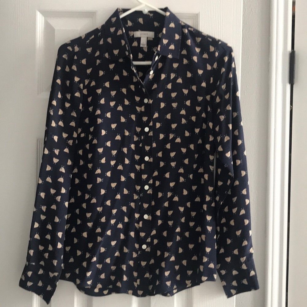 J. Crew Hen Print Blouse